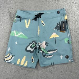 Roark Board Shorts Mens 32‎ Blue Passage Surf Swim Beach Tropical Unlined NEW